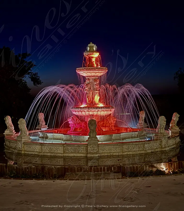 Monumental Italian Style Fountain in Classic Light Travertine